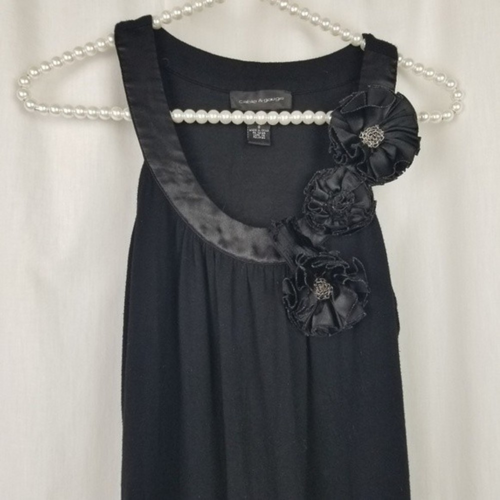 CABLE & GAUGE tank rose embellished black S